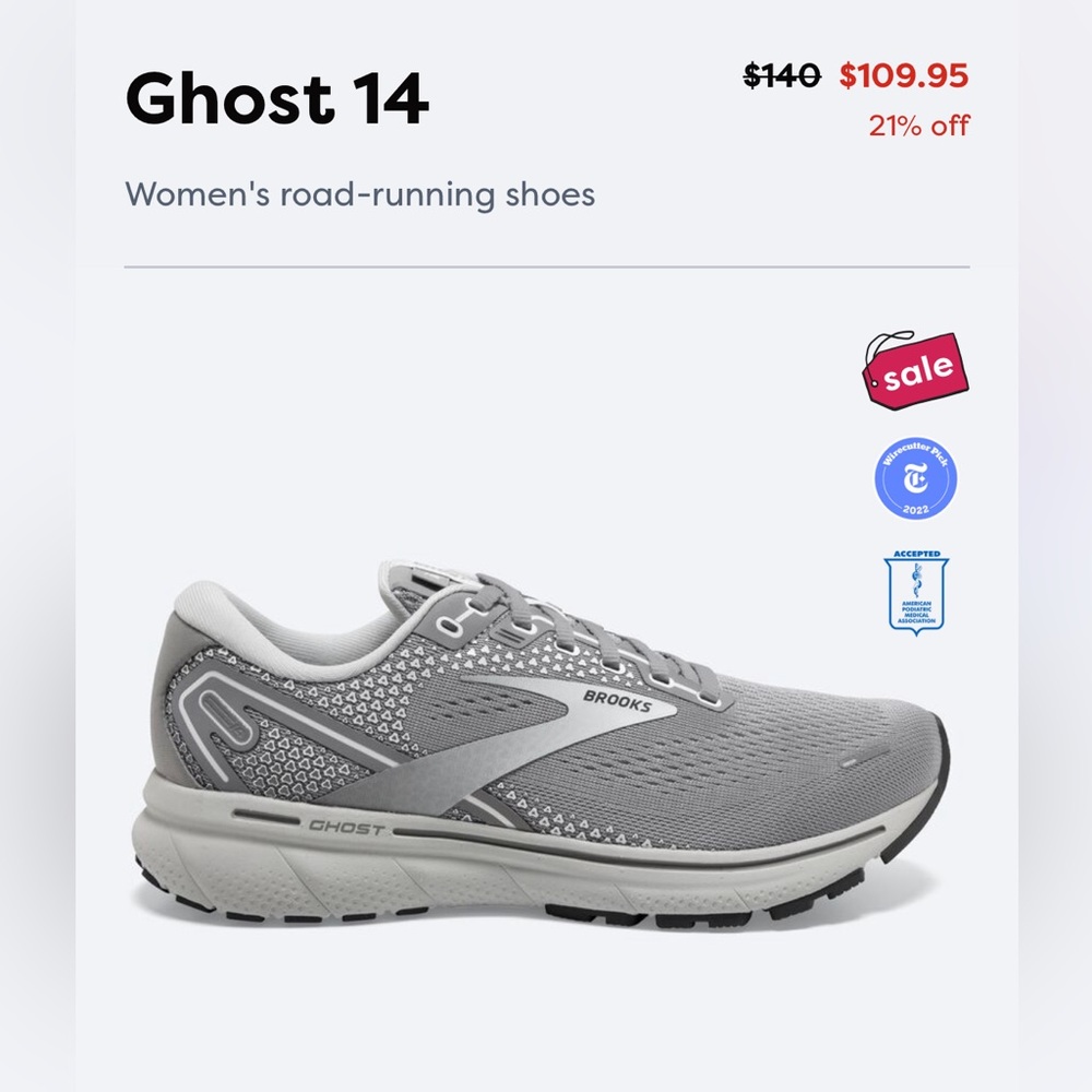 Brooks Ghost 14 ladies tennis shoes
